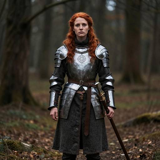 Red-haired Warrior in Medieval Larp Armor