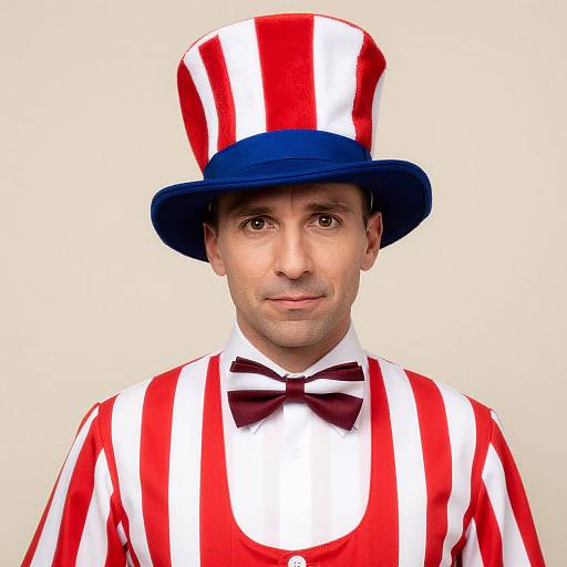 Patriotic Man in Striped Outfit