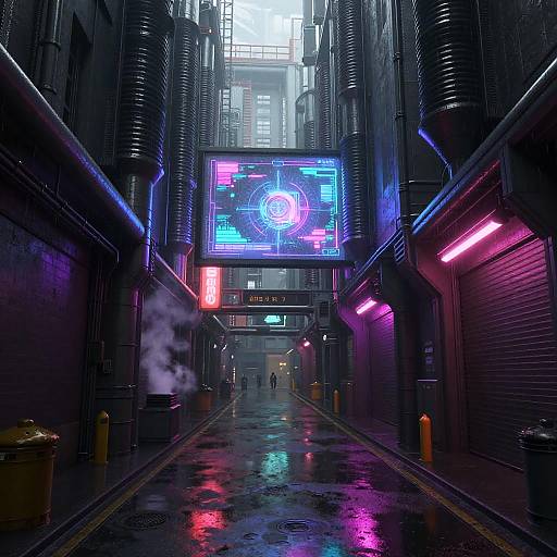 Cyberpunk Alley Neon Rain Render