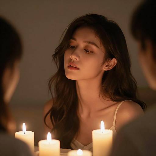 Candlelit Portrait of a Dreaming Woman