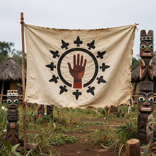 Anarcho Primitivism Flag in Tribal Setting