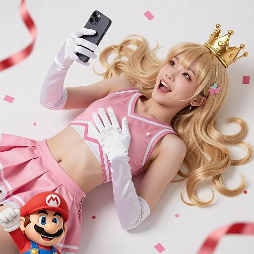 Playful Blonde Anime Cheerleader