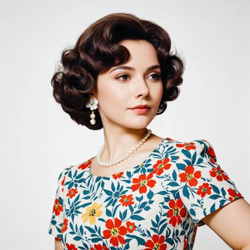 1960s Soviet Style Woman in Floral Dress