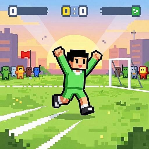 Pixel Art Football Goal Celebration