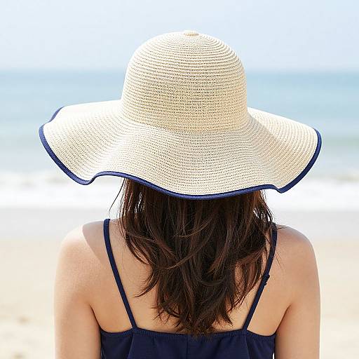 Woman Modeling Oversized Straw Sun Hat
