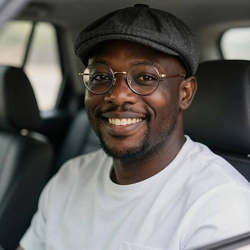 Smiling African-American Man in Vehicle