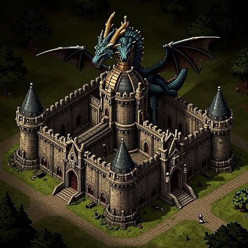 Medieval Dragon RTS Pixel Art