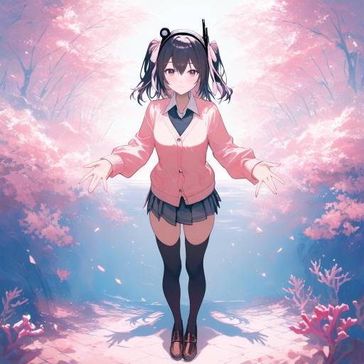 Pondering Schoolgirl in Pastel Shades