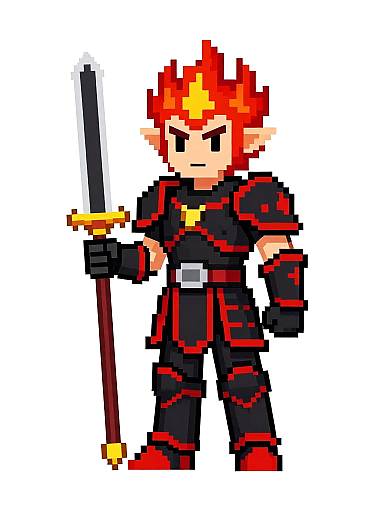 Pixel Art Elf in Infernal Armor