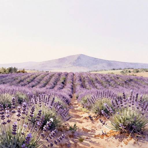 Minimalist Lavender Watercolor Landscape