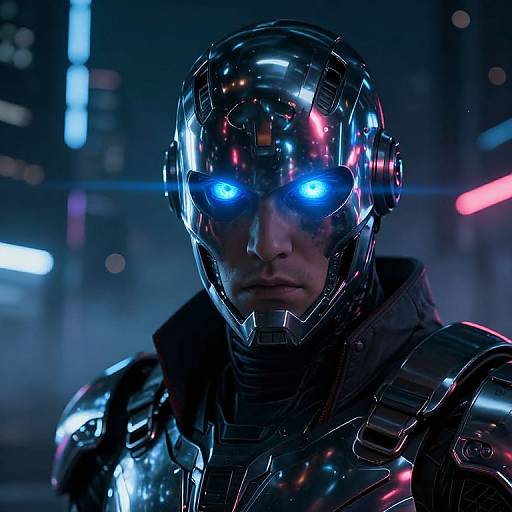 Futuristic Warrior with Glowing Eyes