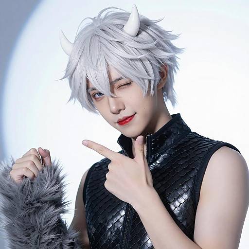 Young Person with Horns and Tousled Hair