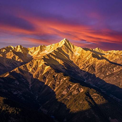 Surreal Golden Mountains at Sunset