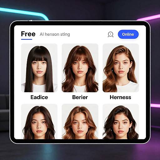 AI Hairstyles Platform with Neon Accents