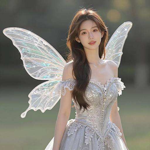 Young Woman in Silver Fairy Costume