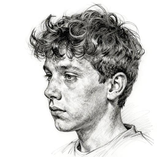 Detailed Pencil Sketch of Boy's Profile