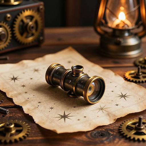 Steampunk Antique Eyepiece with Star Charts