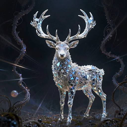 Psychedelic Crystal Deer Portrait