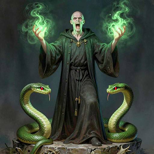 Bald Wizard Summoning Green Magic