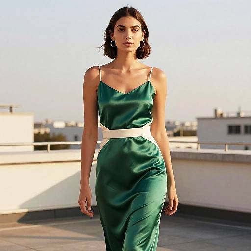 Modern Chic Emerald Silk Slip Dress
