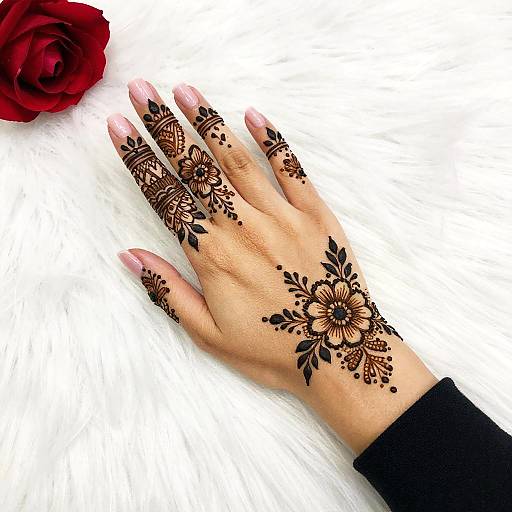 Intricate Black Henna Hand Design