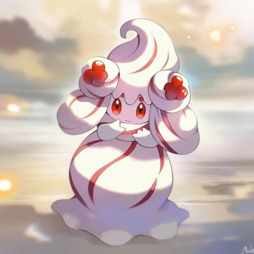 Illustration of Alcremie, pokemon in the style of Kyuuba melo