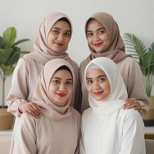Smiling Asian Women in Hijabs