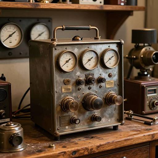 Vintage Messmaschine on Wood Bench