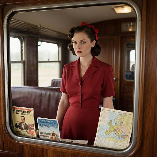 1930s Train Stewardess in Vintage Railcar