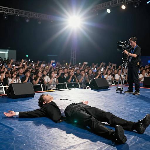 Dramatic Scene on a Blue Stage
