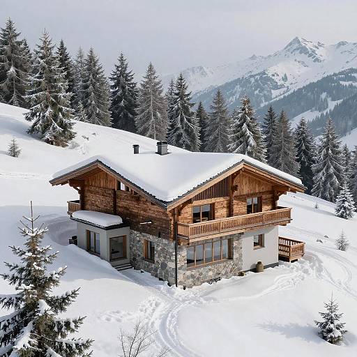 Alpine Minimalist Chalet Aerial View
