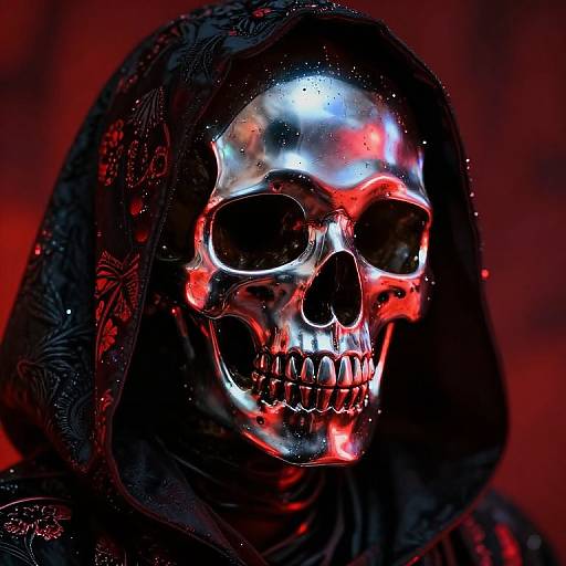 Hyper-Realistic Chrome Skull Mystic