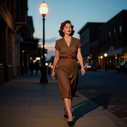 Vintage 1940s City Street Scene