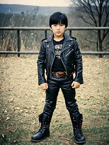 Chic Male Leather Outfit in Nature