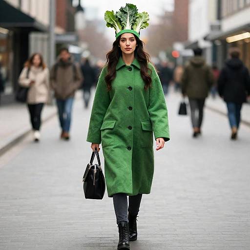 Woman in Green Vegetable Costume