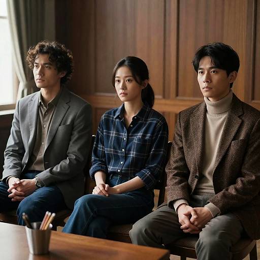 Intense Expressions in a Wooden Room