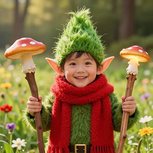 Cheerful Gnome with Vibrant Mohawk