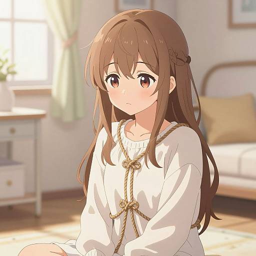 Cozy Tied-Up Anime Girl Scene