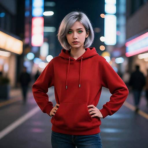 Cyberpunk Girl with Sharp Green Eyes