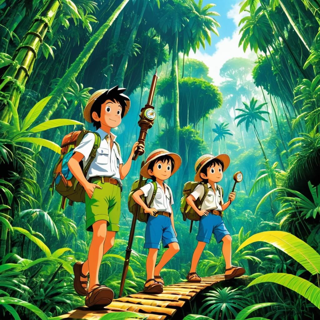 Adventurous Jungle Explorers in Manga Style