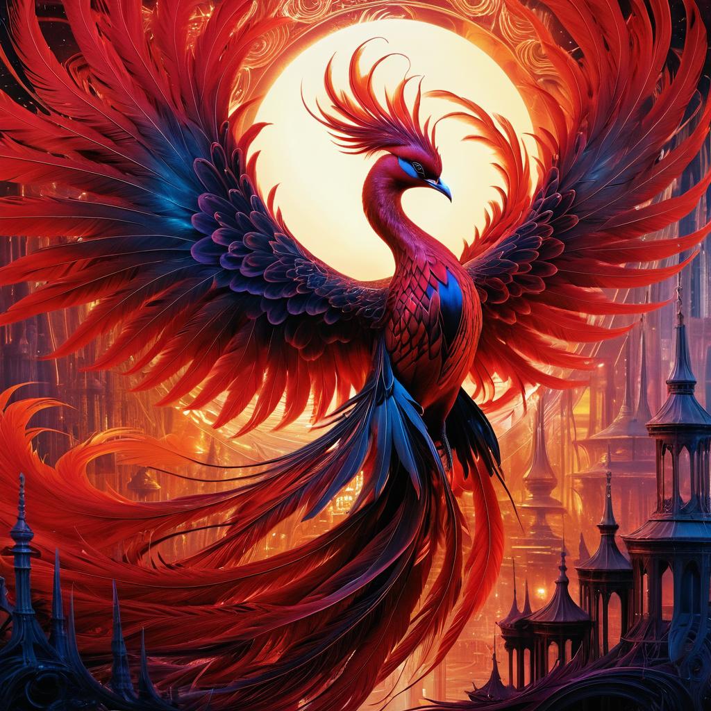 Mystical Phoenix in Vintagepunk Art