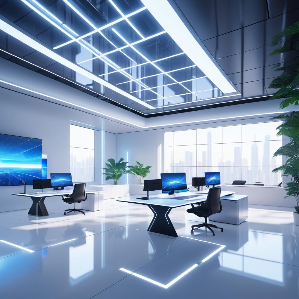 Futuristic Workspace for Quarterly Review