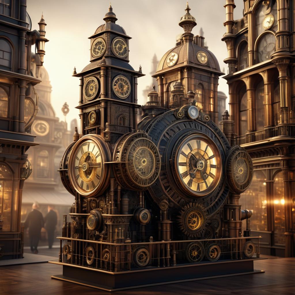 Intricate Steampunk City with Mechanical Owl