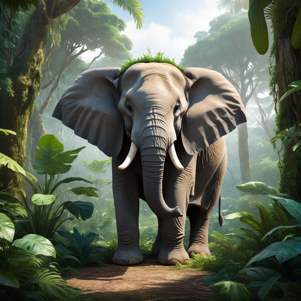 Rabbit-Elephant Hybrid in Tropical Jungle