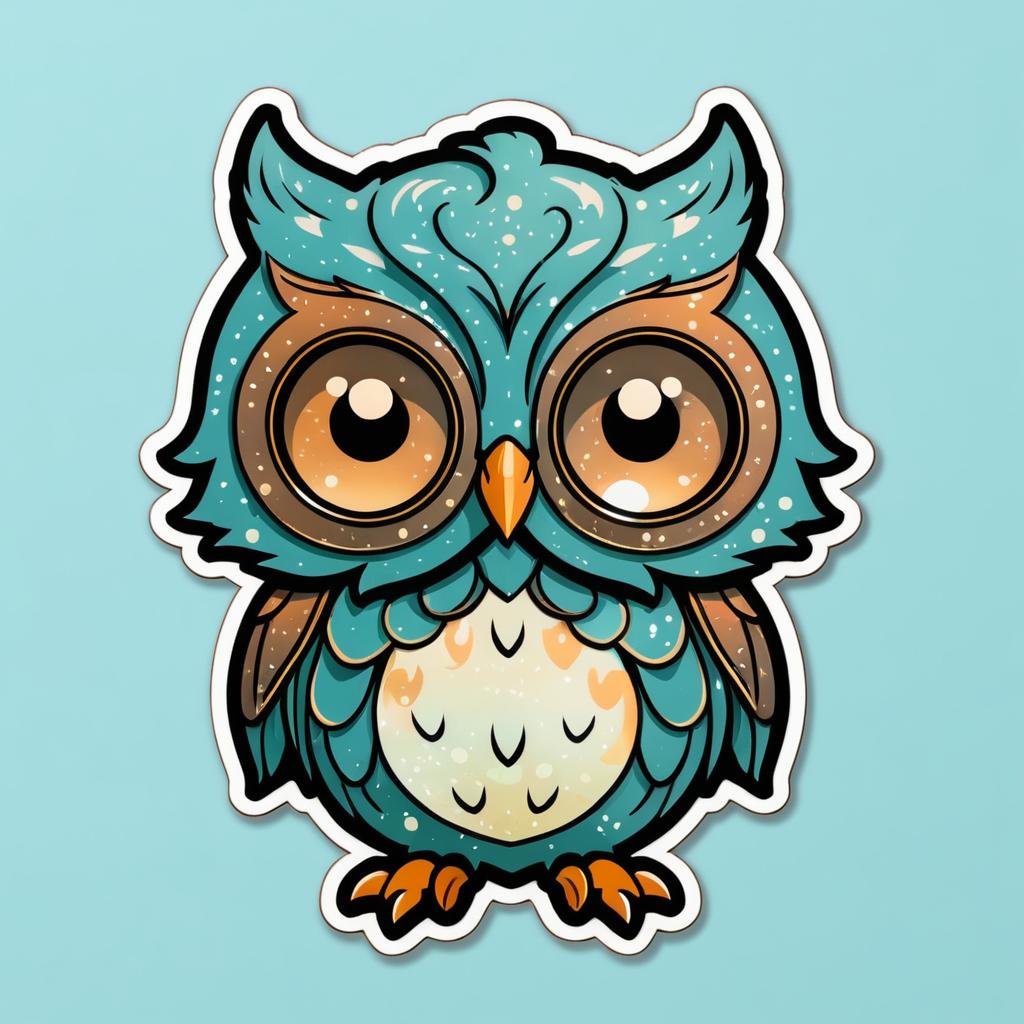 Cute Patina Owl Kawaii Sticker Design