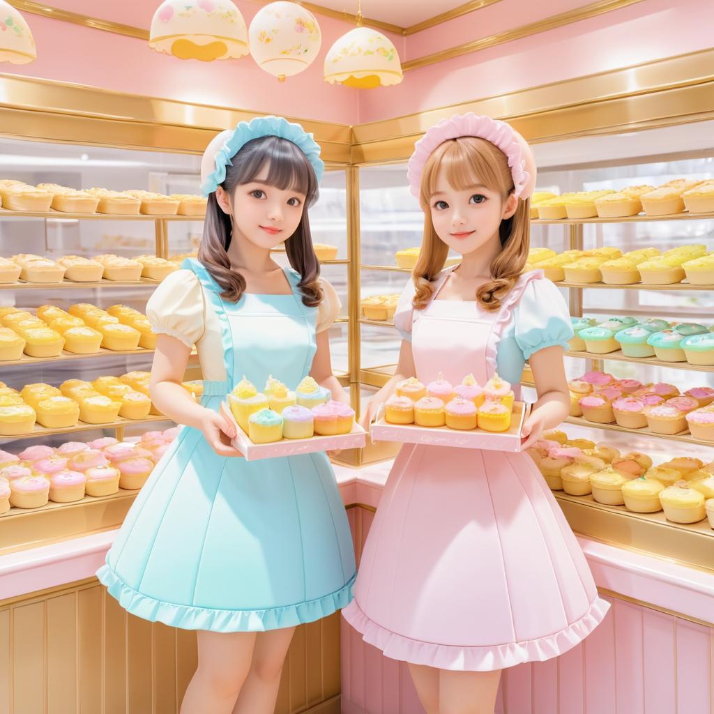 Sisters in a Bakery with Pastries