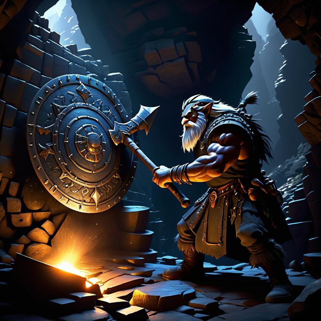 Troll Blacksmith in a Gemstone Cave