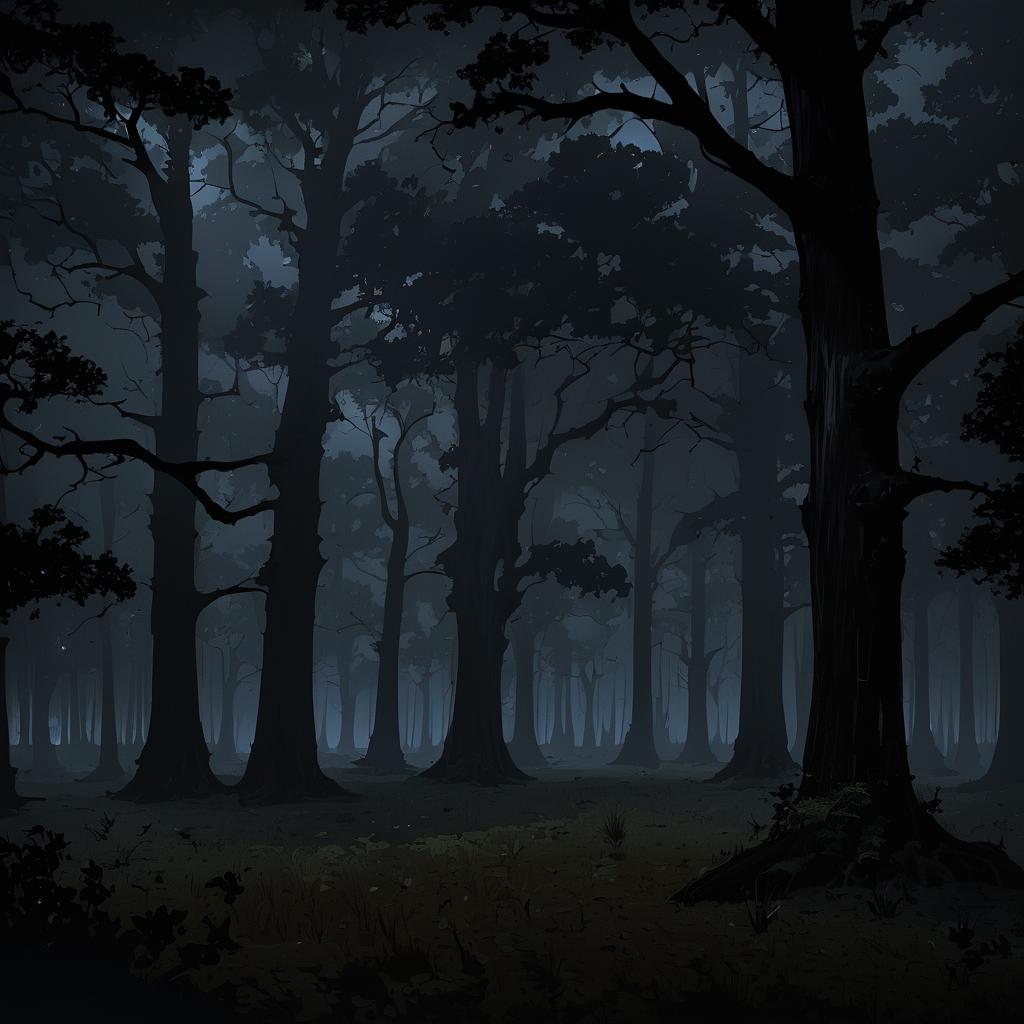 Enigmatic Midnight in an Ancient Oak Forest