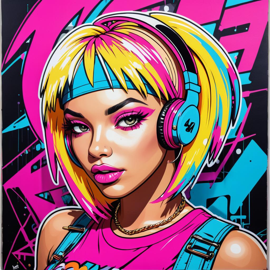 Vibrant Graffiti Art of Trendy Female