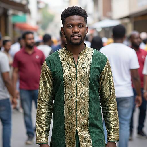 Man in Green and Gold Outfit